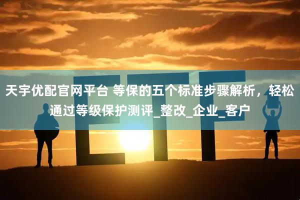 天宇优配官网平台 等保的五个标准步骤解析，轻松通过等级保护测评_整改_企业_客户